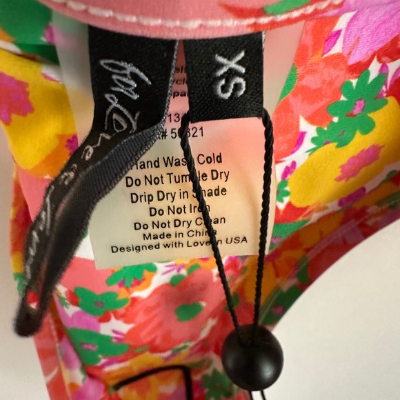 NWT For Love & Lemons‎ XS Floral Zinnia Print Tie Back One Piece Swimsuit Cheeky - Picture 8 of 11